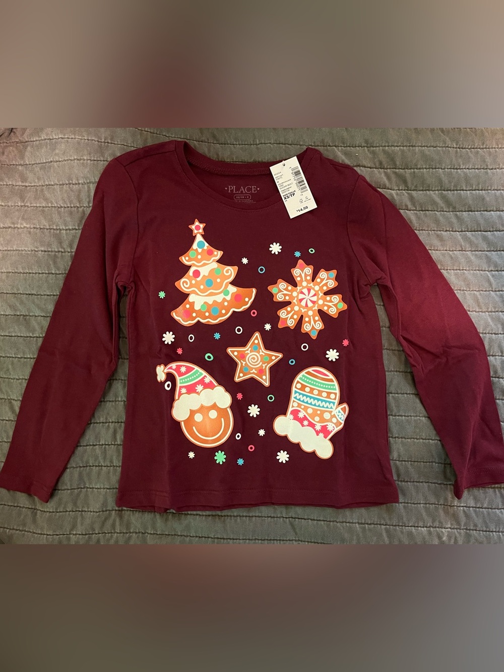 The Children's Place Maroon Long-Sleeve Holiday Graphic Tee